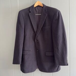 Vintage Claiborne Wool Silk Cashmere Blazer‎ 42R Navy Quiet Luxury Unisex